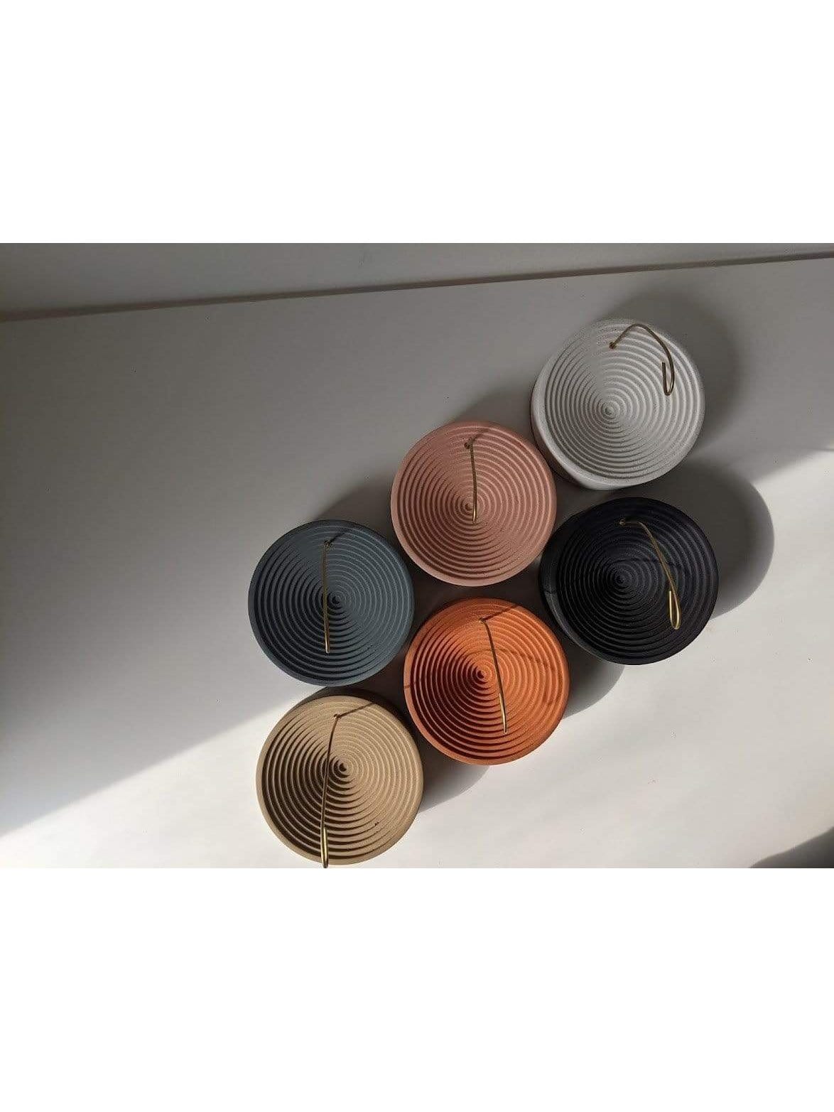 Concentric Bands Concrete Incense Burner | ib87-Terra Cotta
