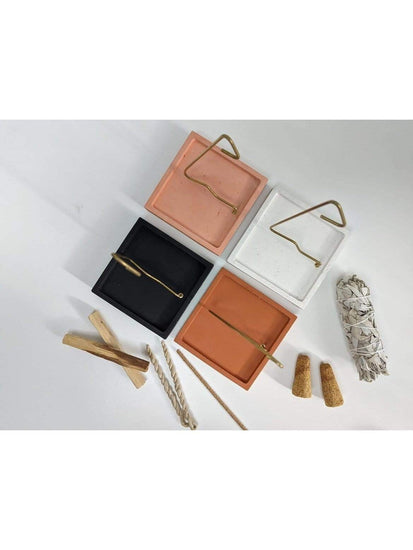 Quadrate Concrete Incense Burner | ib89-Terra Cotta