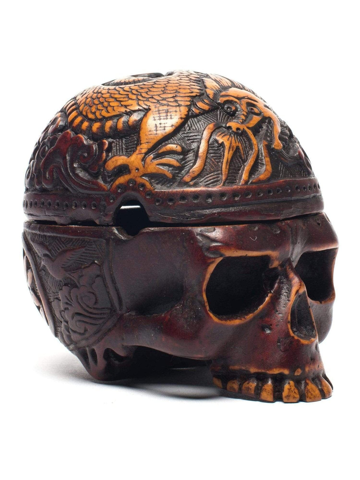 Incense Burners Red Carved Resin Skull Incense Burner