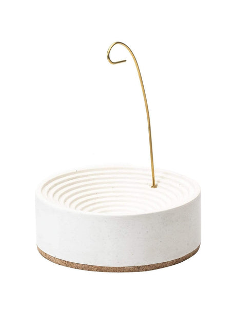 Incense Burners White with Black Aggregate Concentric Bands Concrete Incense Burner