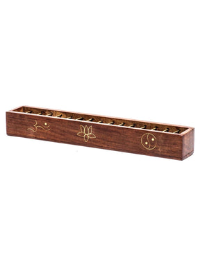 Incense Stick Burners Tibetan Lattice Wooden Incense Burner with Inlay