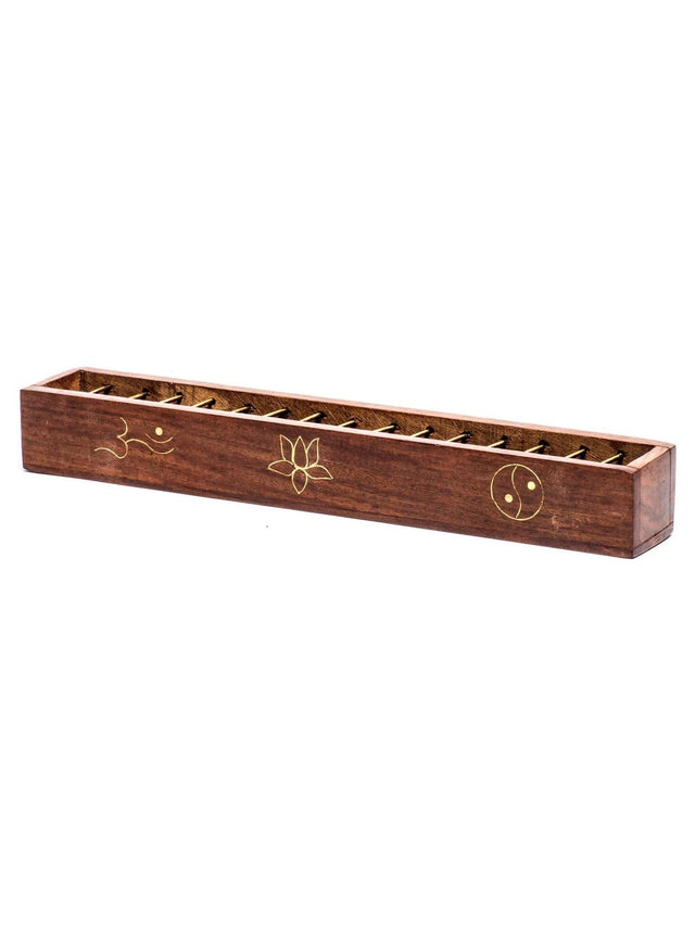 Incense Stick Burners Tibetan Lattice Wooden Incense Burner with Inlay
