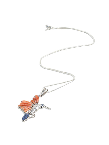 Peruvian Sacred Hummingbird - Sterling Silver Shell and Stone Inlay | j0013