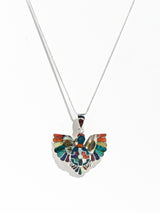 Peruvian Condor & Shield Pendant - 950 Sterling Silver Shell and Stone Inlay