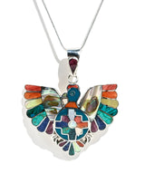 Peruvian Condor & Shield Pendant - 950 Sterling Silver Shell and Stone Inlay
