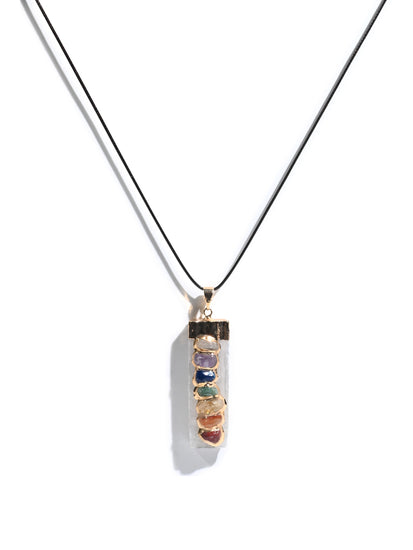 Seven Chakra Crystal Pendant - Selenite |  j0026
