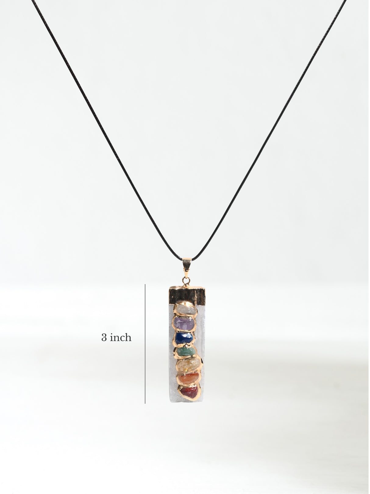 Seven Chakra Crystal Pendant - Selenite | j0026