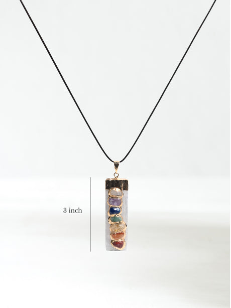 Seven Chakra Crystal Pendant - Selenite | j0026