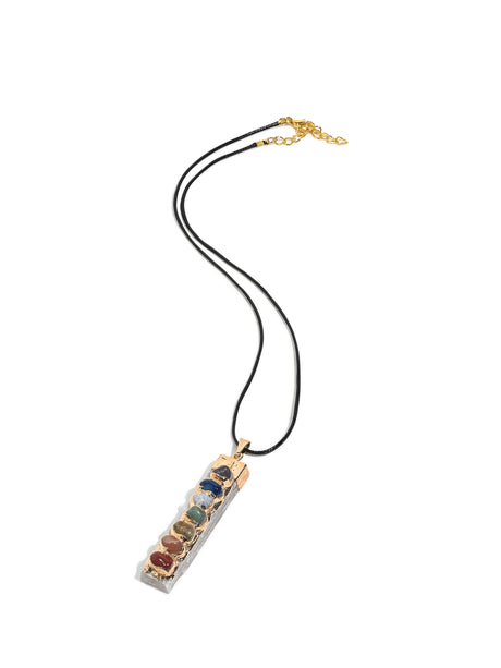Seven Chakra Crystal Pendant - Selenite | j0026