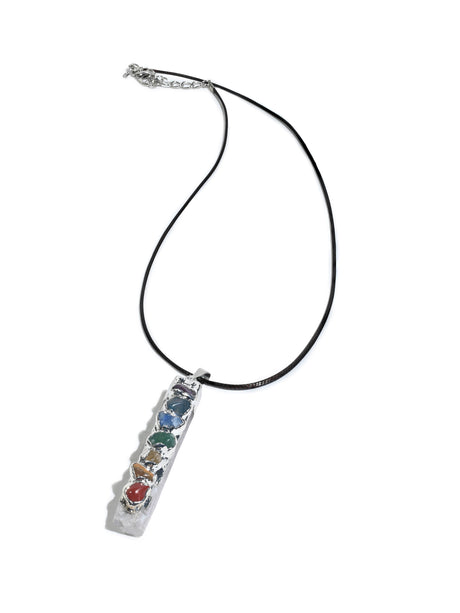 Seven Chakra Crystal Pendant - Selenite | j0027