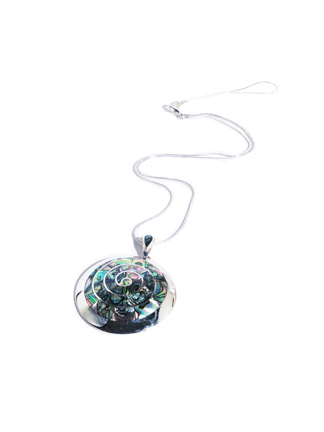 Peruvian Spiral Necklace Shell Inlay - Sterling Silver | j0104 | j12