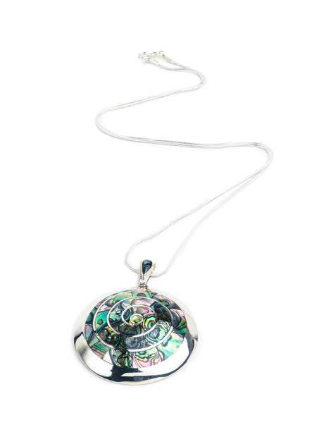 Peruvian Spiral Necklace Shell Inlay - Sterling Silver 1 | j0104 | j12