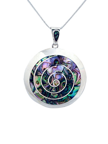 Peruvian Spiral Necklace Shell Inlay - Sterling Silver