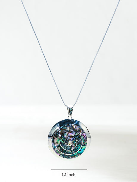 Peruvian Spiral Necklace Shell Inlay - Sterling Silver Small | j0104 