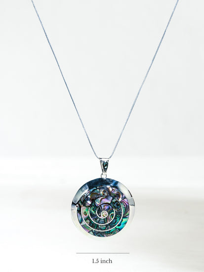 Peruvian Spiral Necklace Shell Inlay - Sterling Silver Small | j0104 
