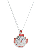 Peruvian Chakana Spiral Shell Inlay Pendant Necklace - Sterling Silver