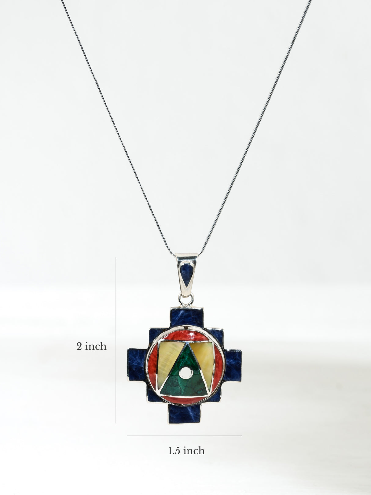 Four Directions Totem Peruvian Chakana Pendant Necklace, Reversible - 950 Sterling Silver