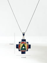 Four Directions Totem Peruvian Chakana Pendant Necklace, Reversible - 950 Sterling Silver