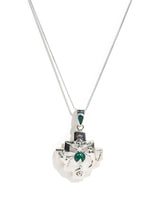 Peruvian Sterling Silver Chakana Four Directions Pendant Necklace - Chrysocolla