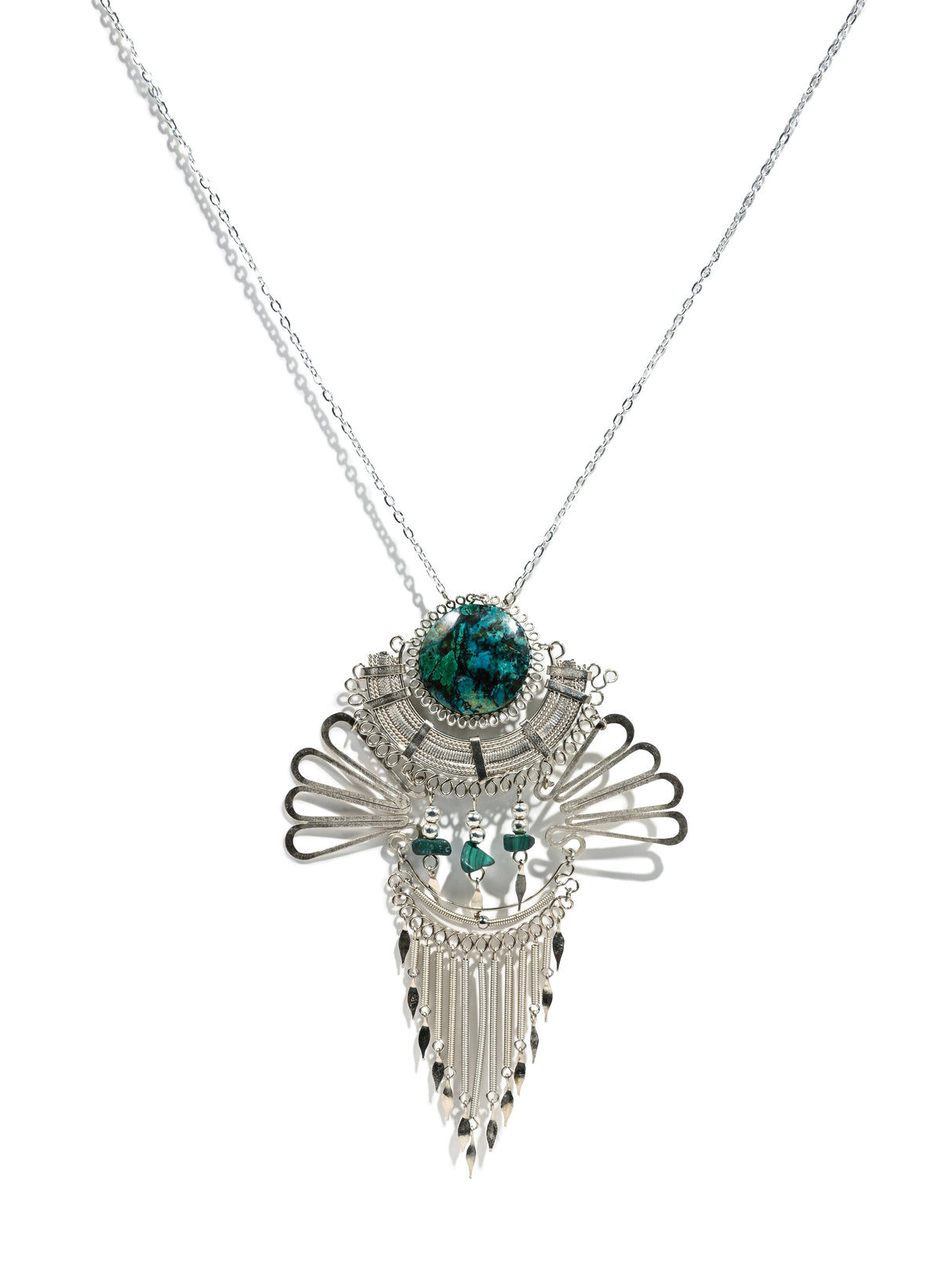 Alpaca Silver & Apatite Artisan Necklace