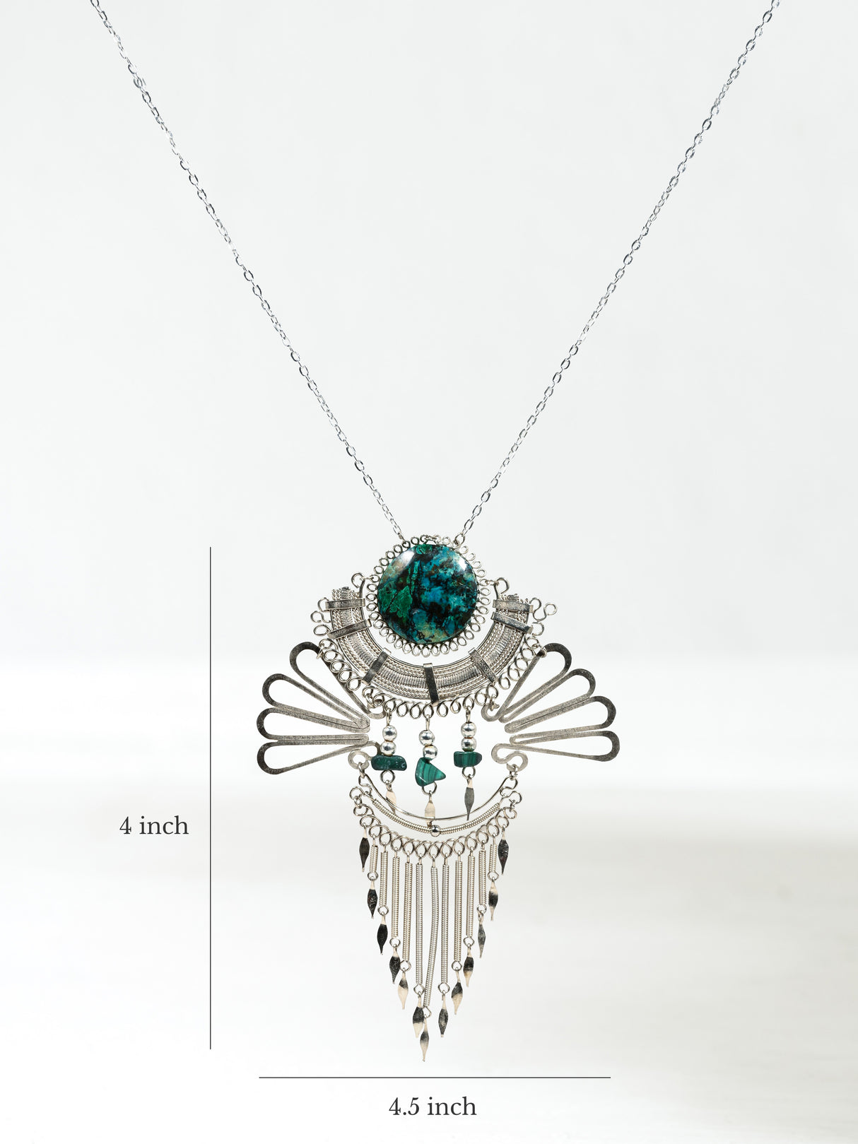 Alpaca Silver & Apatite Artisan Necklace