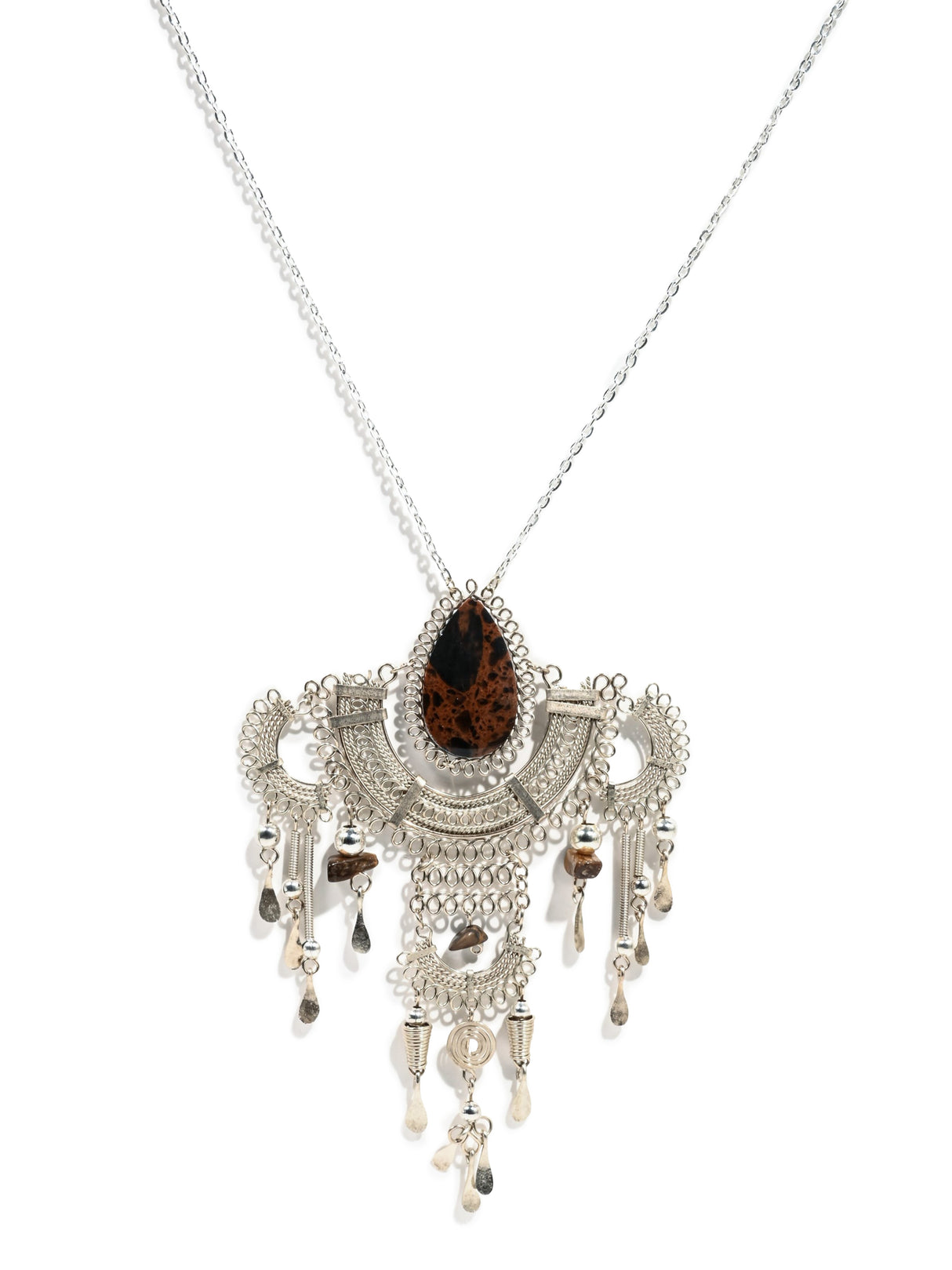 Alpaca Silver & Brown Jasper Artisan Necklace