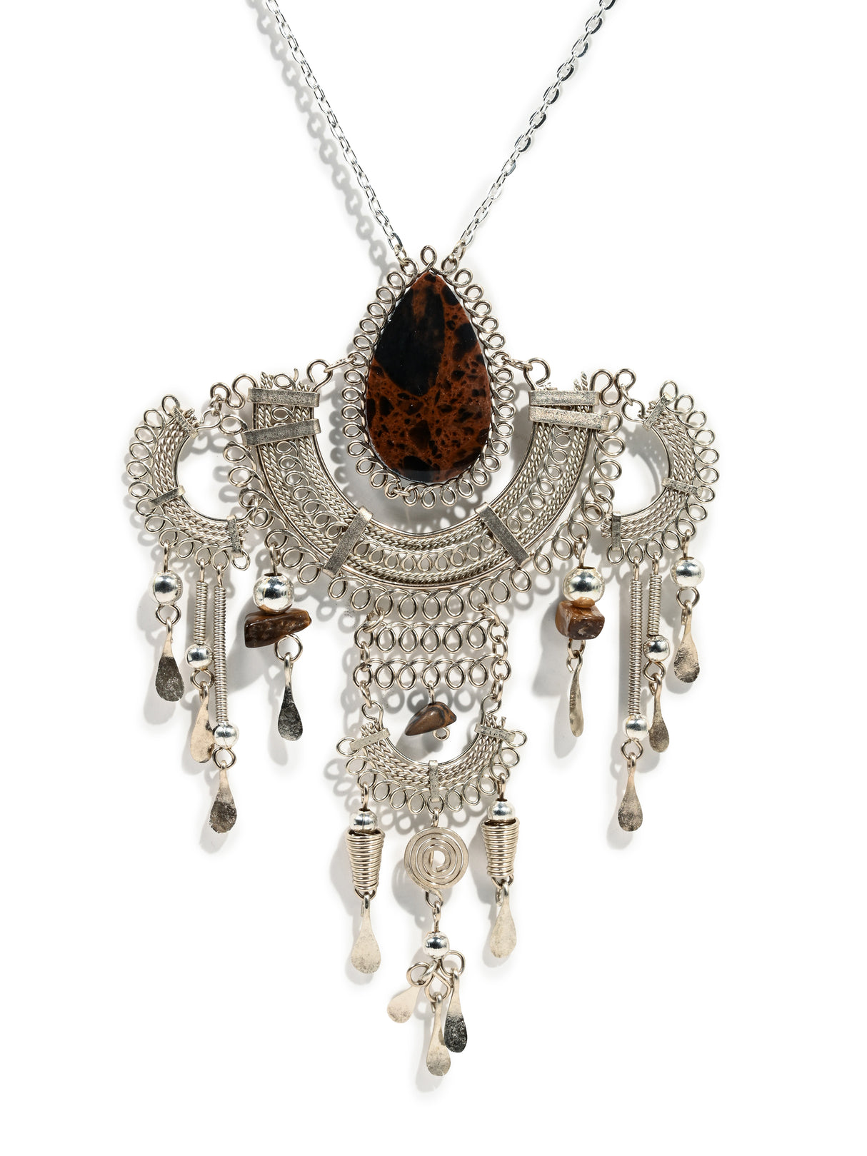 Alpaca Silver & Brown Jasper Artisan Necklace
