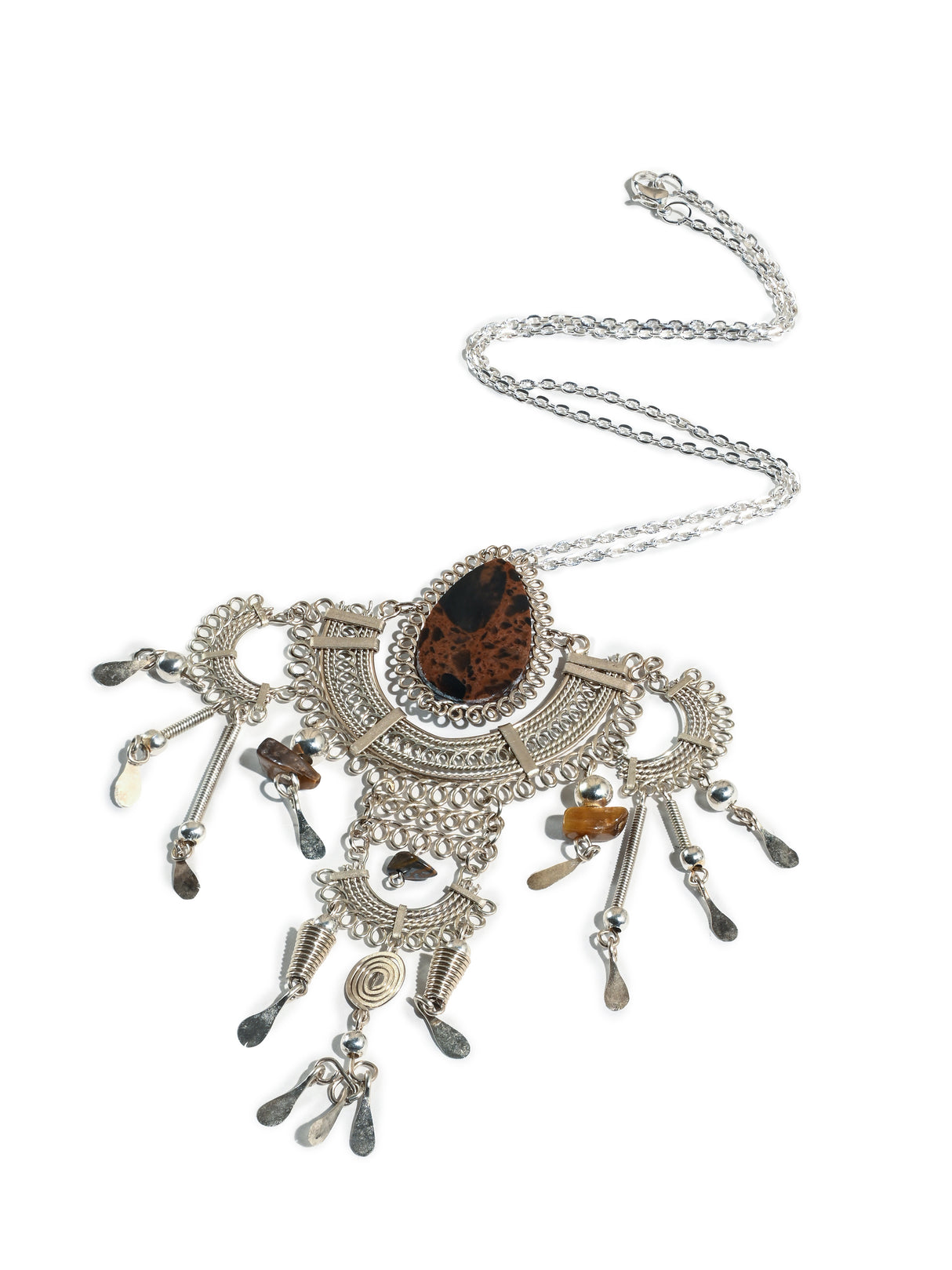 Alpaca Silver & Brown Jasper Artisan Necklace