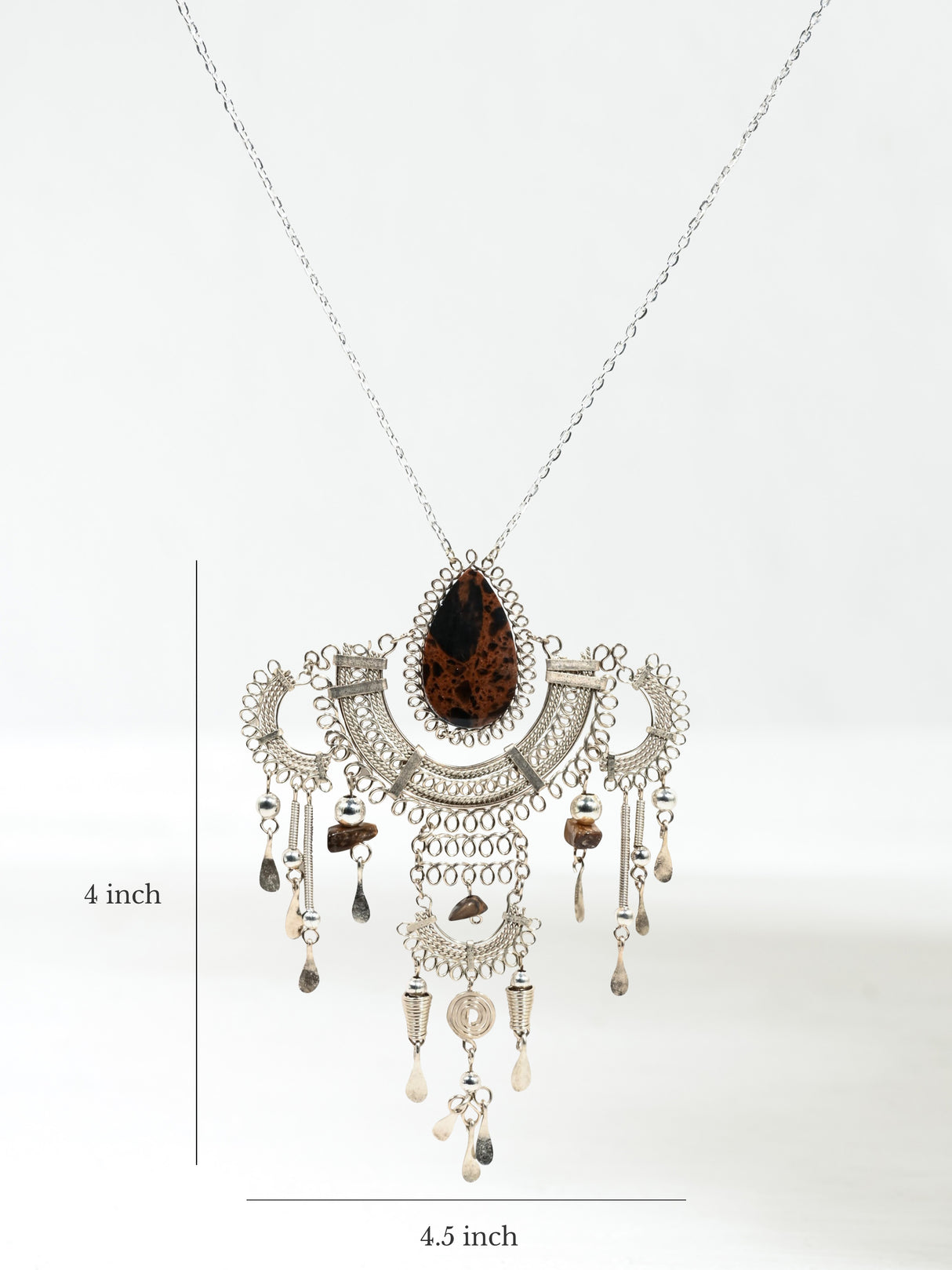 Alpaca Silver & Brown Jasper Artisan Necklace