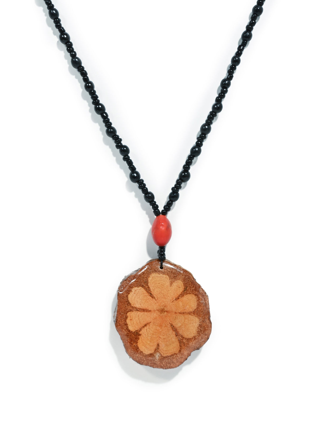 Shipibo Amazon Seed Bead Necklace - Ayahuasca Vine Pendant