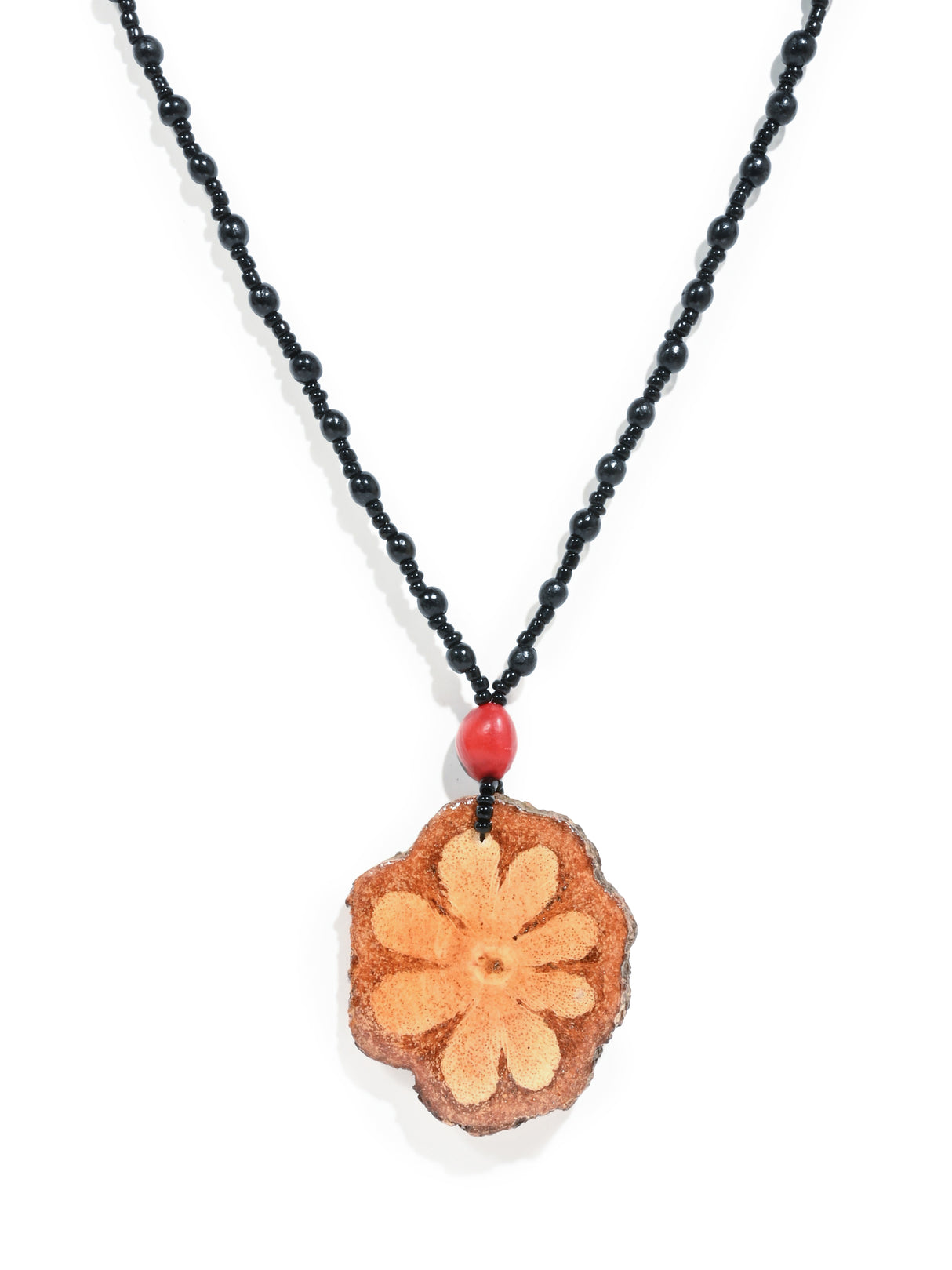 Shipibo Amazon Seed Bead Necklace - Ayahuasca Vine Pendant