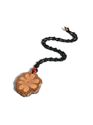 Shipibo Amazon Seed Bead Necklace - Ayahuasca Vine Pendant