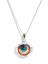 Sterling Silver Peruvian Shell and Stone Chakana Chakra Necklace