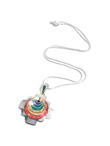 Sterling Silver Peruvian Shell and Stone Chakana Chakra Necklace