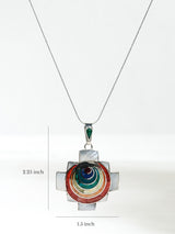 Sterling Silver Peruvian Shell and Stone Chakana Chakra Necklace