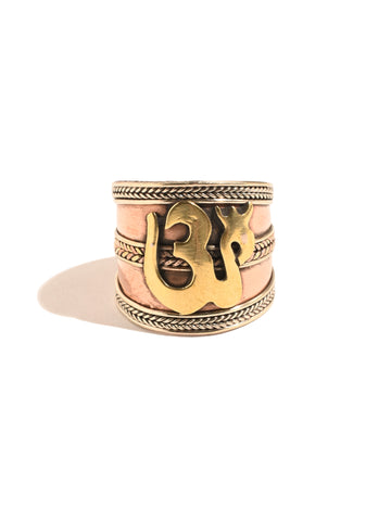 Tibetan Copper Dimensional Om Ring