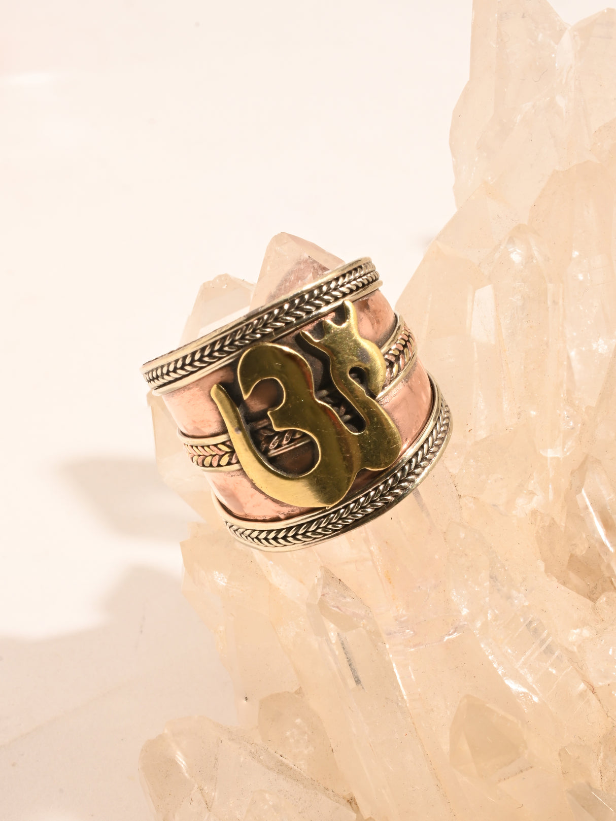 Tibetan Copper Dimensional Om Ring