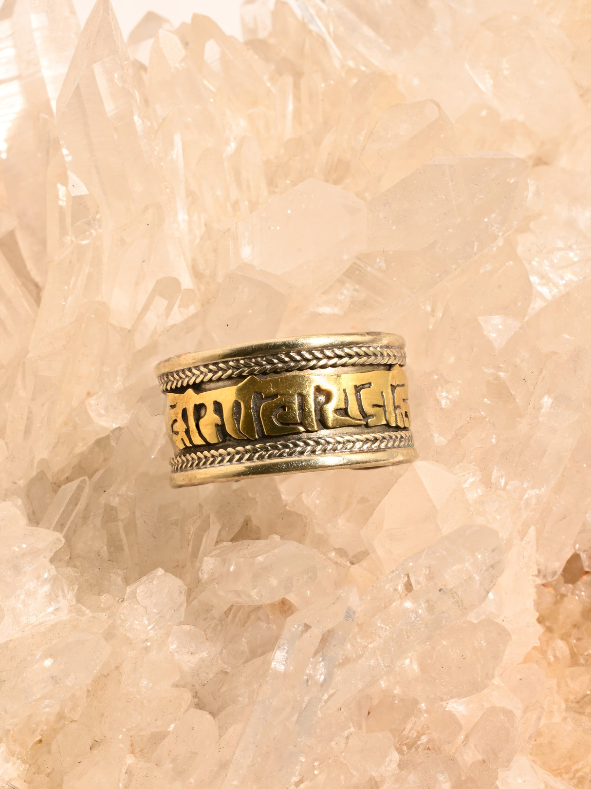 Tibetan Om Mane Padme Hum Ring - Brass