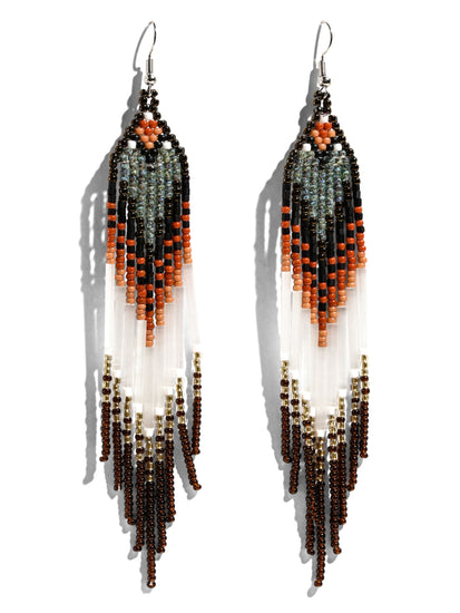 Cool Amber & Mercury Beaded Earrings 1 | j0440