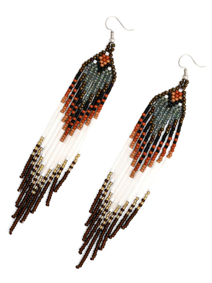Cool Amber & Mercury Beaded Earrings 2 | j0440