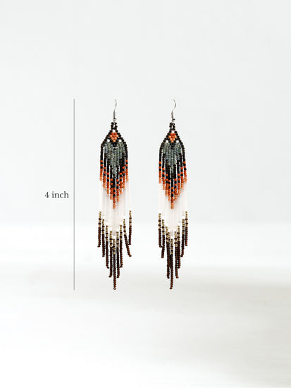 Cool Amber & Mercury Beaded Earrings Dimension | j0440