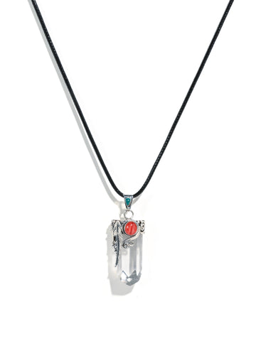 950 Peruvian Silver, Stone and Crystal Pendant Necklace