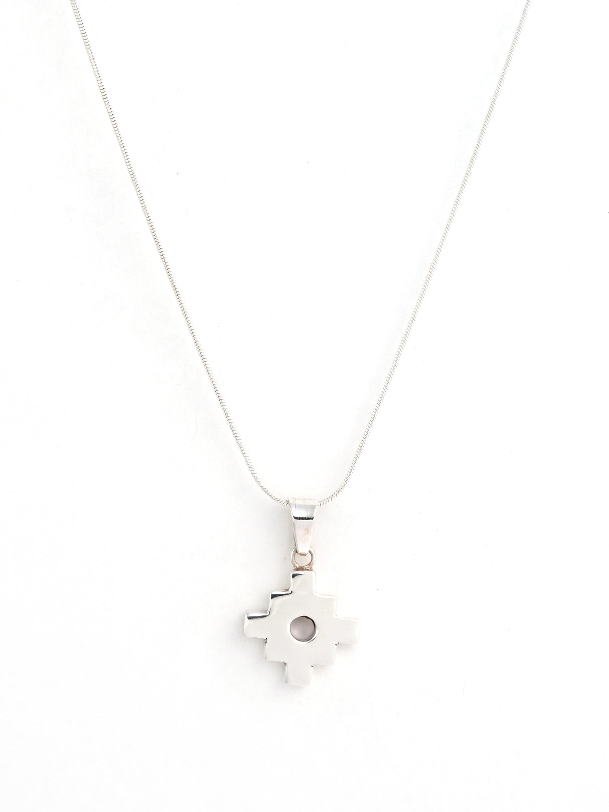 Peruvian Chakana Pendant Necklace - 950 Sterling Silver 