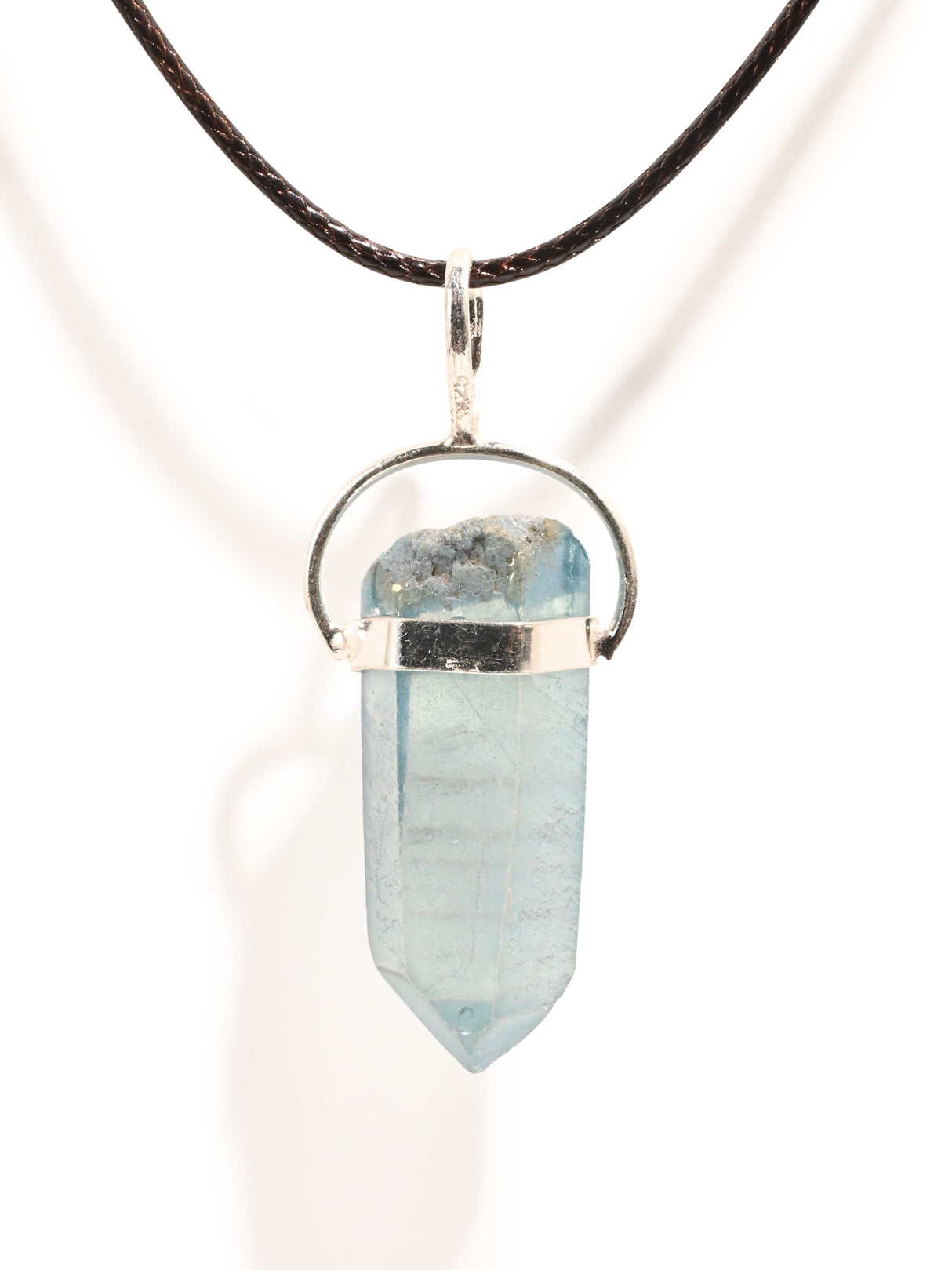 Aqua Aura Rough Pendant Necklace