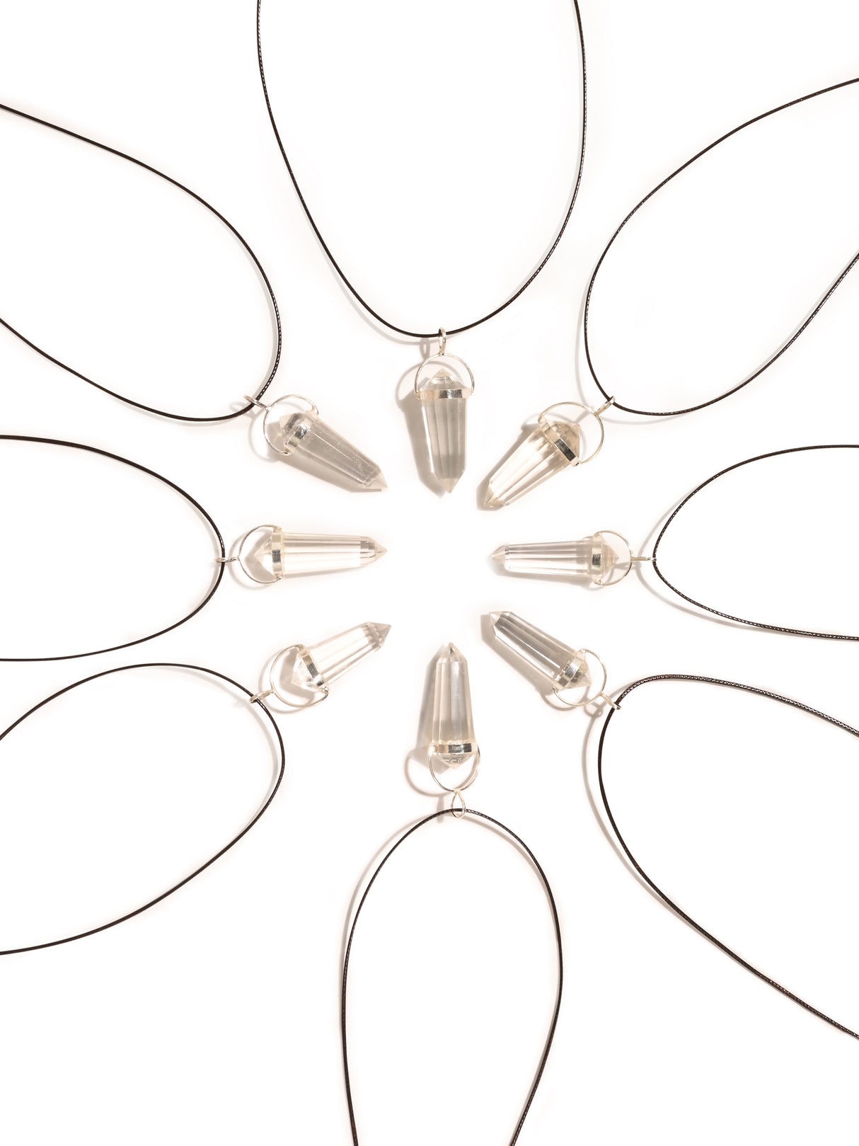 Clear Quartz Vogel Style Pendant Necklace