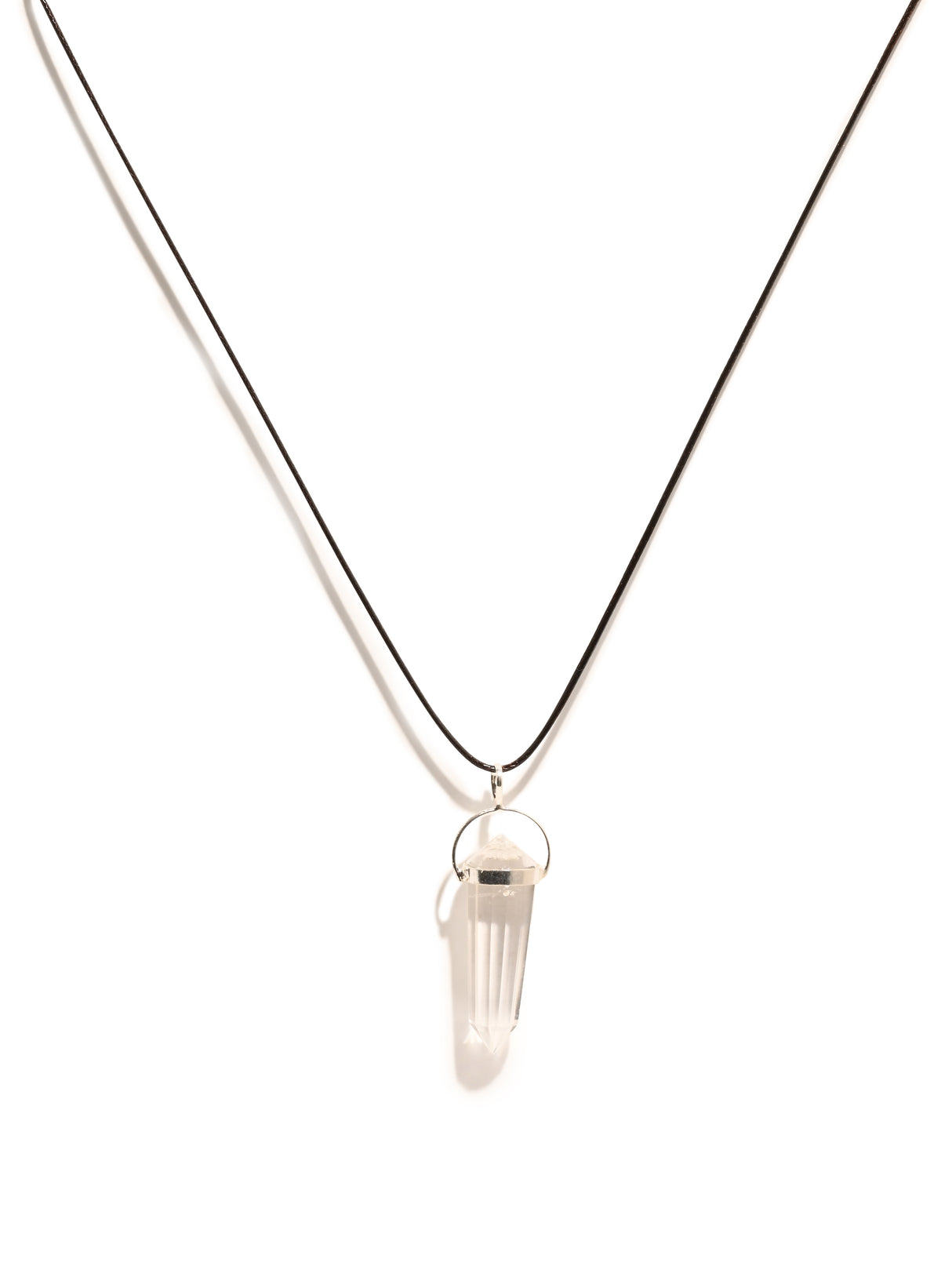 Clear Quartz Vogel Style Pendant Necklace