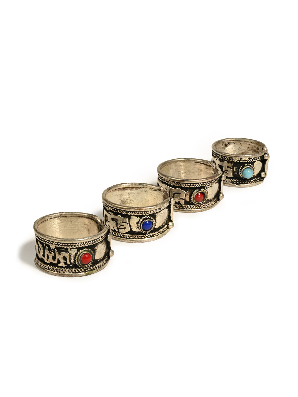 Tibetan OM Mane Padme Hum Jeweled Ring