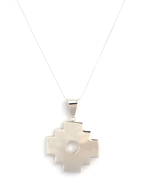 Peruvian Chakana Pendant Necklace - 950 Sterling Silver 