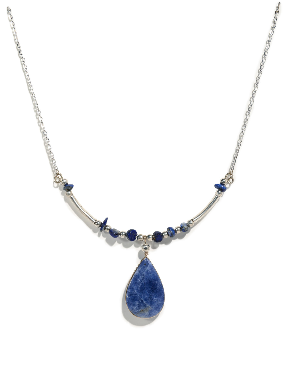 Alpaca Silver Choker Necklace - Sodalite Stone