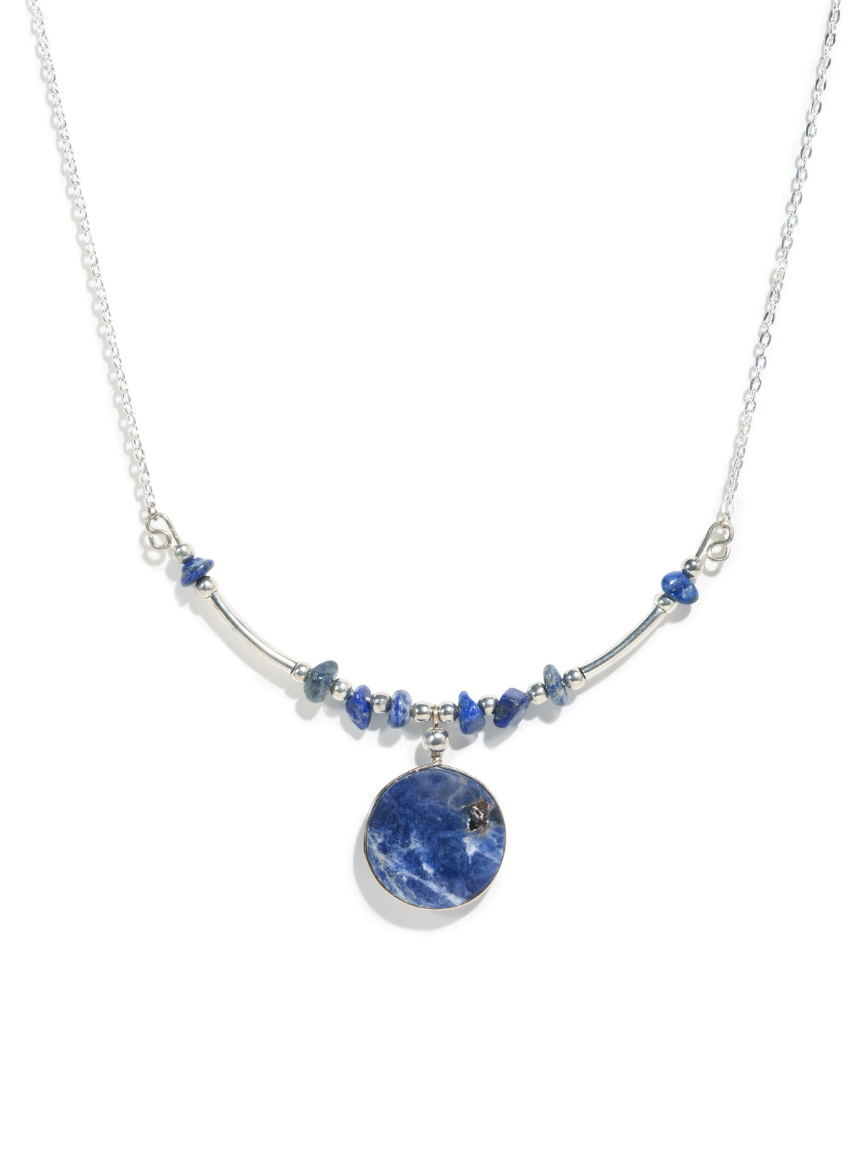Alpaca Silver Choker Necklace - Sodalite Stone